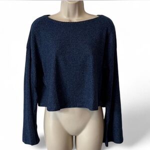 Ribbed Fleece Comfy Casual Cropped Top‎